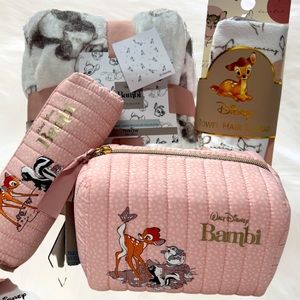 Disney Bambi Throw Blanket,Towel Turban, Small makeup case & Medium Cosmetic Bag